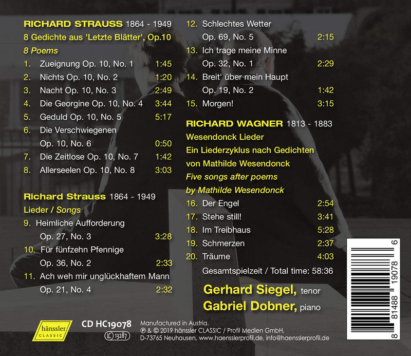 Straus - Wagner: Lieder / Siegel, Dobner