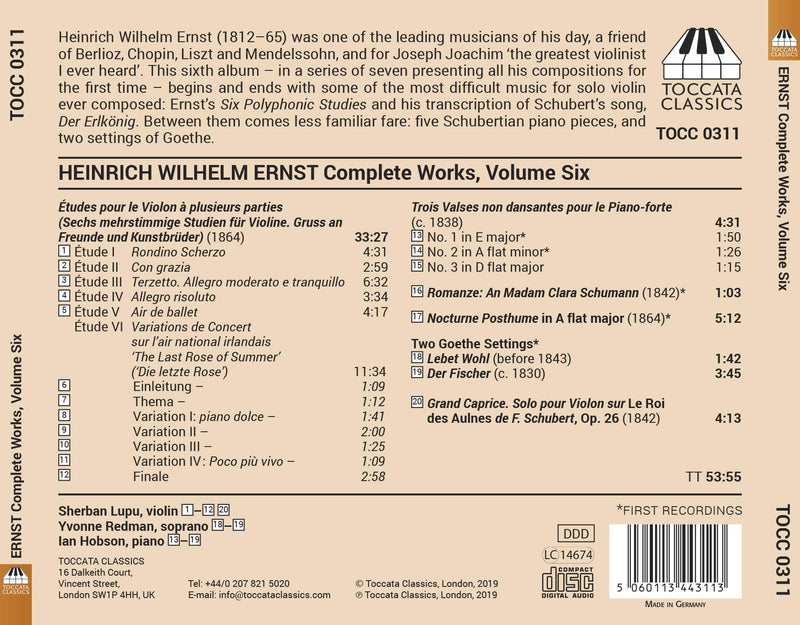 Ernst: Complete Music for Violin and Piano, Vol. 6