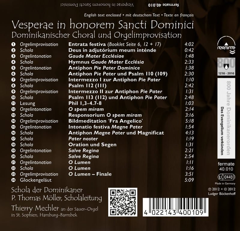 VESPERAE IN HONOREM SANCTI DOMINICI