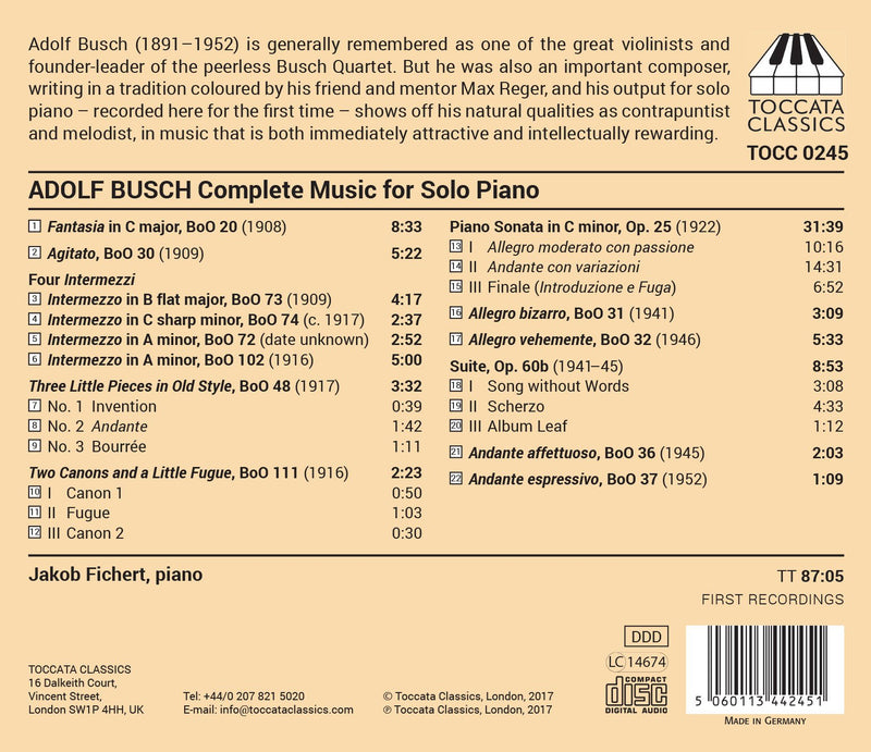 Busch: Complete Music for Solo Piano