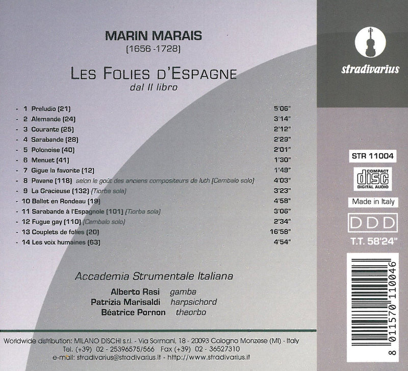 Marais: Les Folies d'Espagne / Rasi, Marisaldi, Pornon