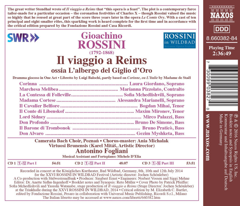 Rossini: Il viaggio a Reims / Giordano, Fogliani, Virtuosi Brunensis