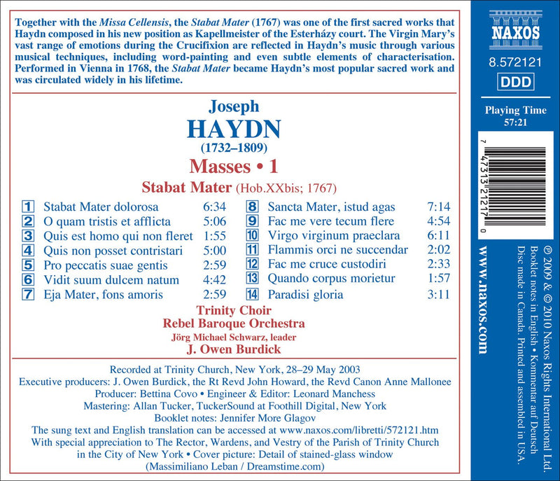 Haydn: Stabat Mater / Burdick, Trinity Choir, Rebel