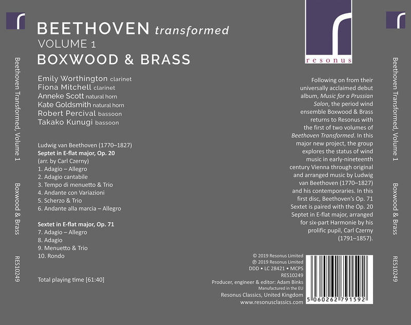 Beethoven Transformed, Vol. 1 / Boxwood & Brass