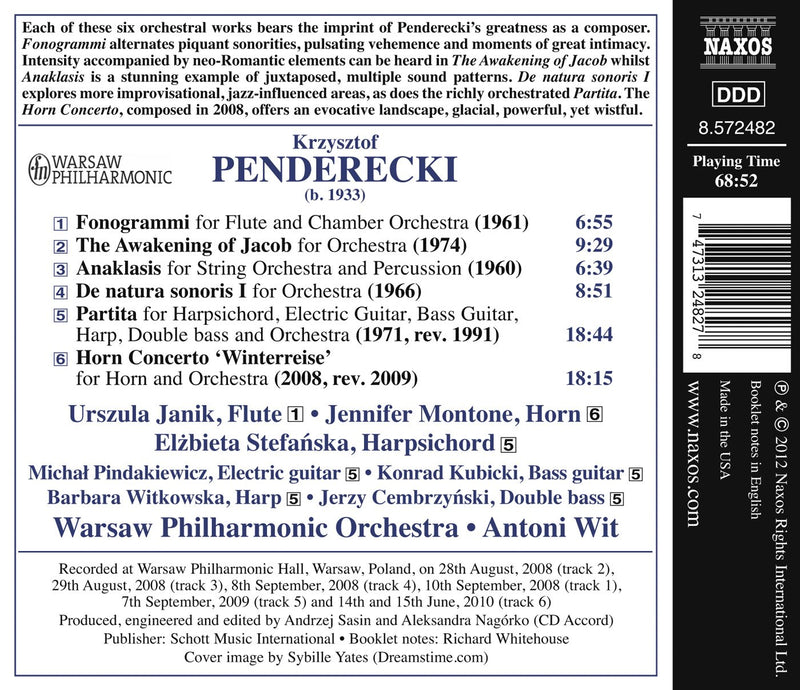 Penderecki: Fonogrammi, Horn Concerto, Partita / Wit, Warsaw Philharmonic