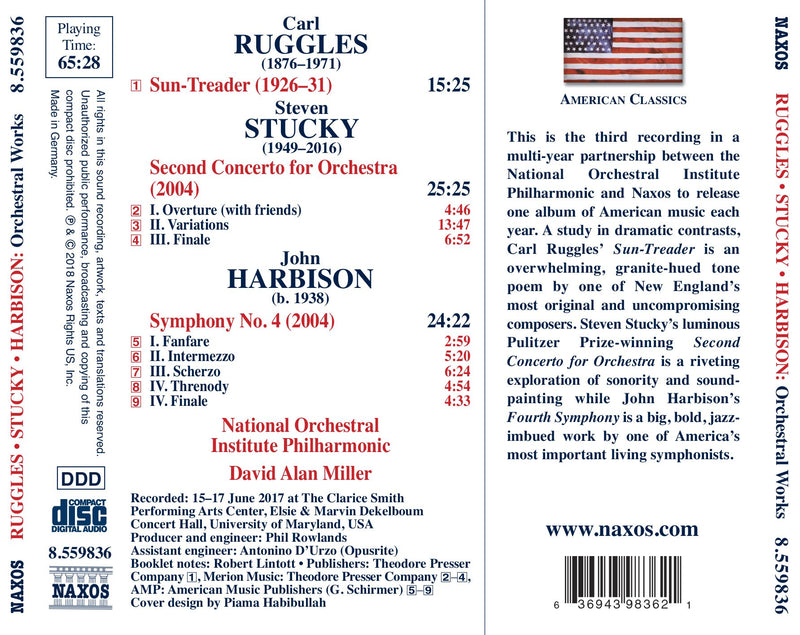 Harbison, Ruggles & Stucky: Orchestral Works / Miller, National Orchestral Institute Philharmonic