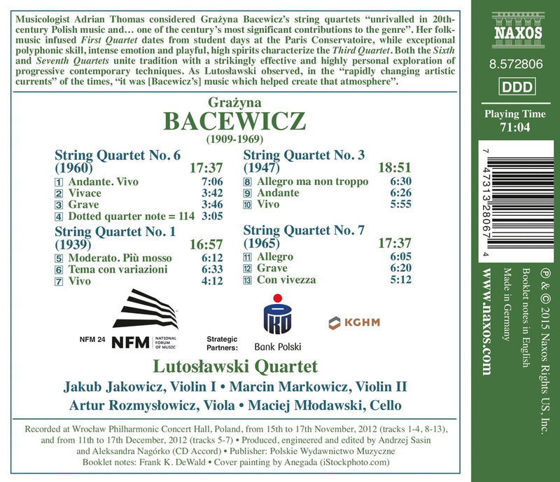 Bacewicz: Complete String Quartets Vol 1 / Lutoslawski Quartet
