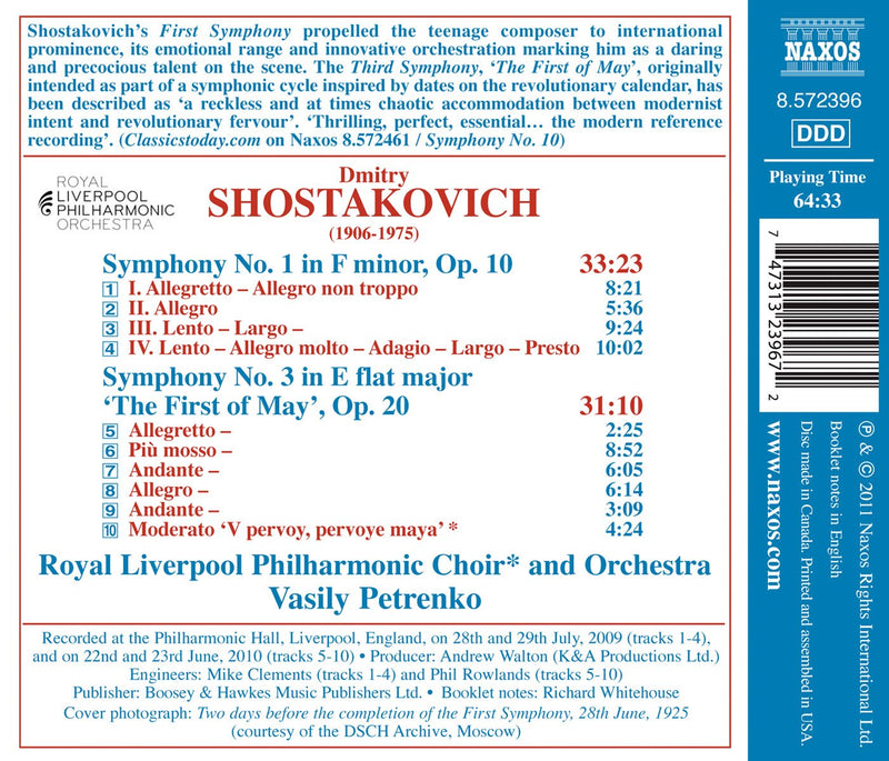Shostakovich: Symphonies No 1 & 3 / Petrenko, Royal Liverpool Philharmonic
