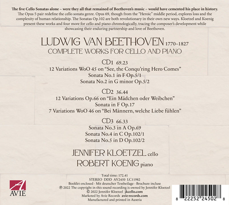 Beethoven: The Conquering Hero - Complete Works for Cello and Piano / Kloetzel, Koenig