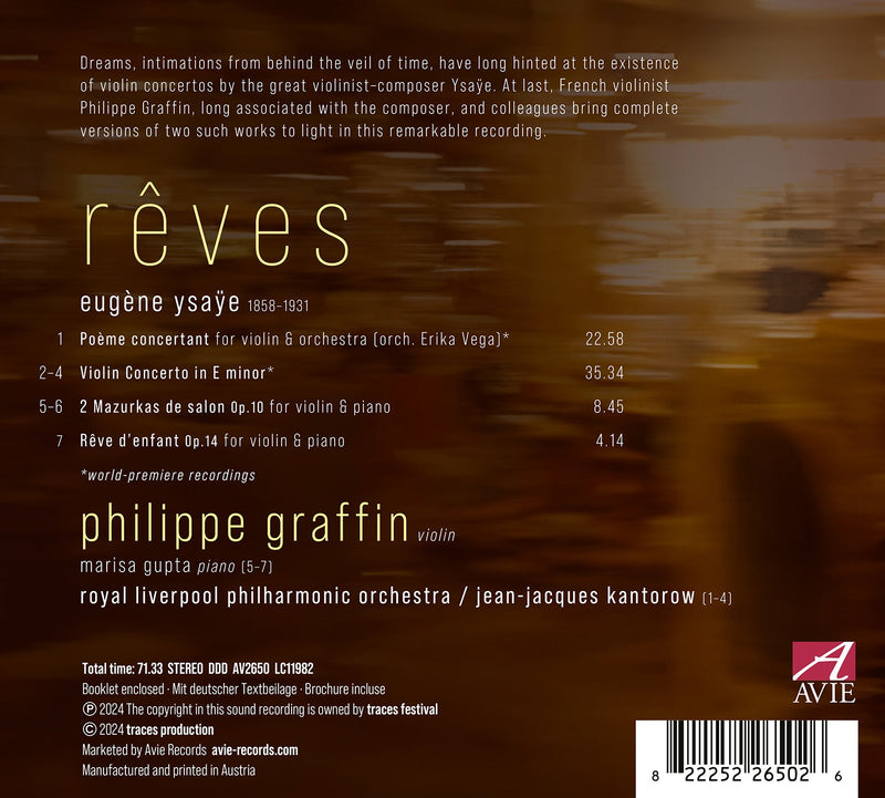 Rêves - Ysaÿe / Graffin, Kantorow, RLPO