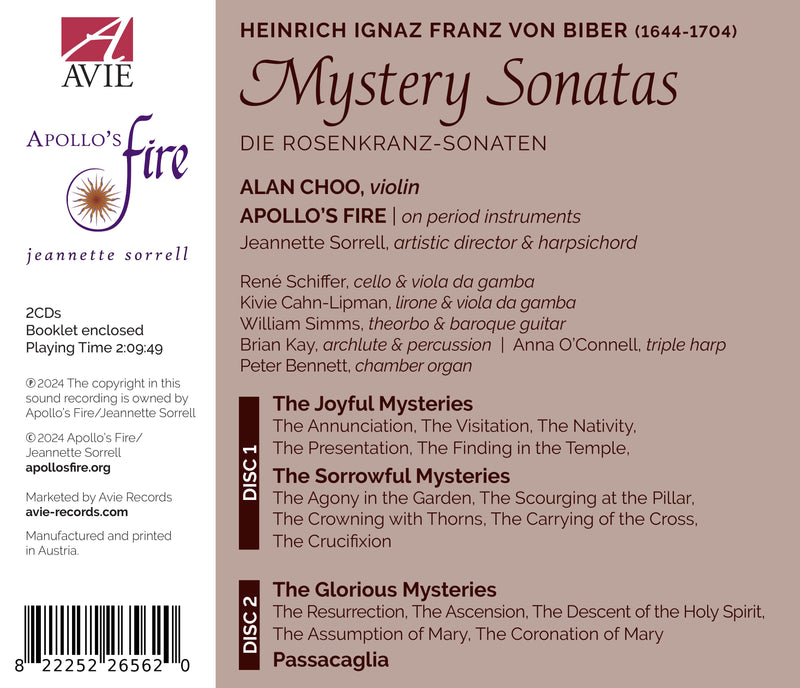 Biber: Mystery Sonatas / Alan Choo, Apollo's Fire