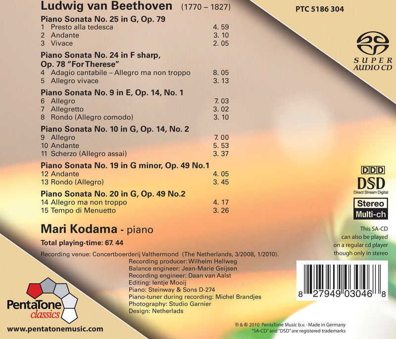 Beethoven: Piano Sonatas  Op. 14, 49, 78 & 79 / Mari Kodama