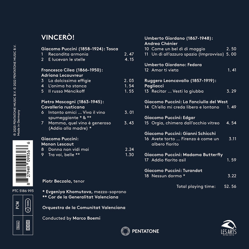 Vincero! / Beczala, Boemi, Choir and Orchestra of the Community of Valencia