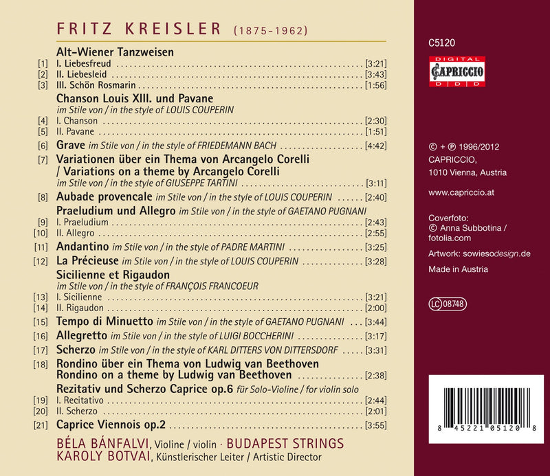 Kreisler: Liebesfreud, Liebesleid