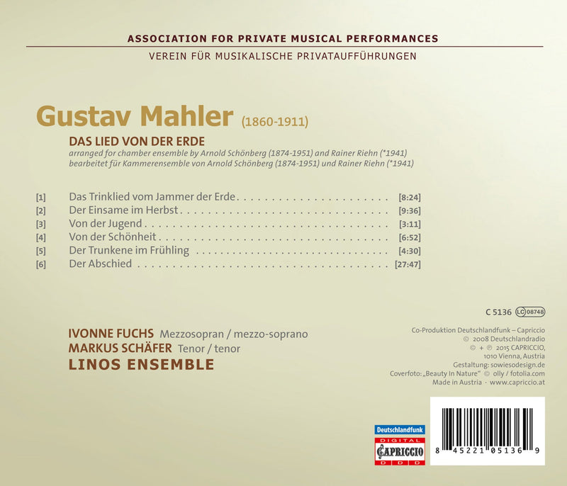 Mahler: Das Lied von der Erde (Chamber Version)