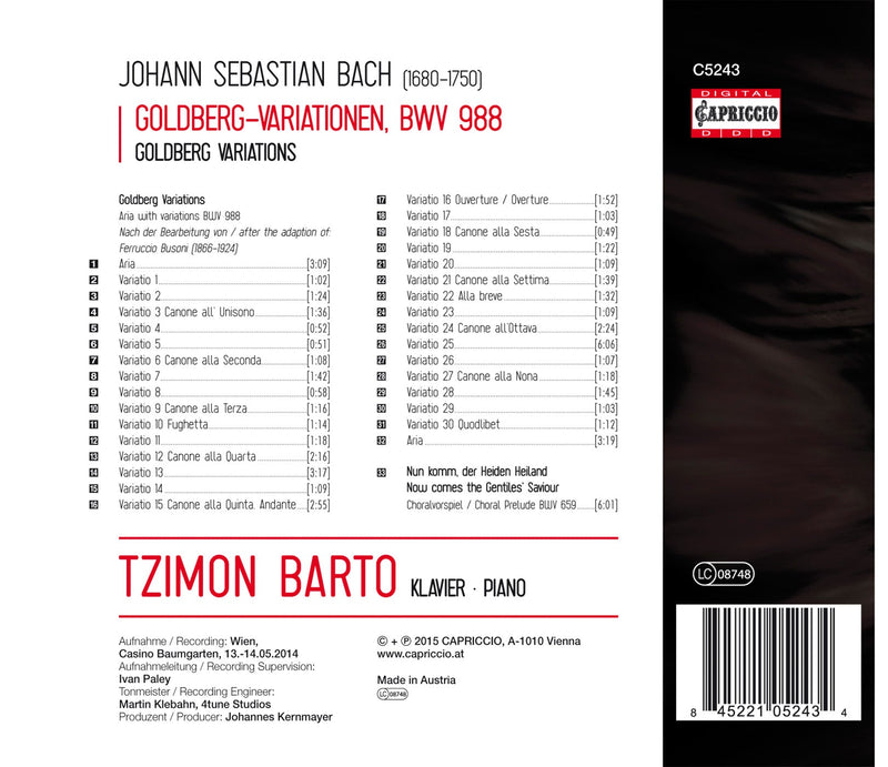 Bach: Goldberg Variations / Tzimon Barto