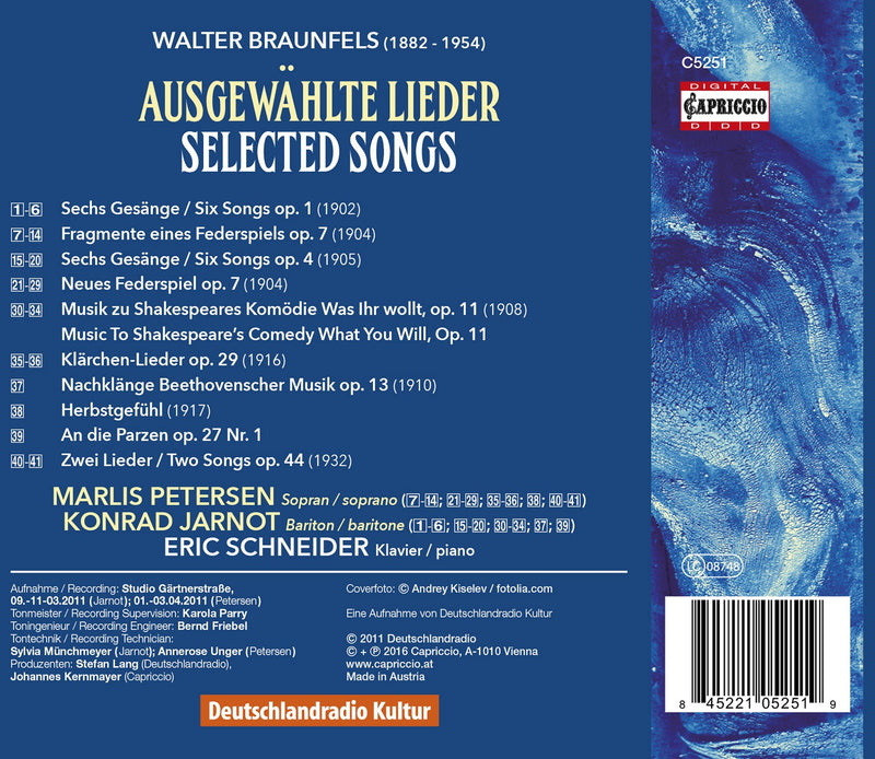 Walter Braunfels: Lieder (Songs)