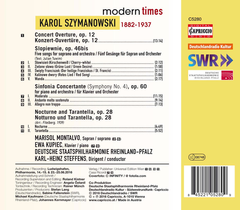 Szymanowski: Concert Overture, Sinfonia Concertante, etc. / Steffens, Deutsche Staatsphilharmonie