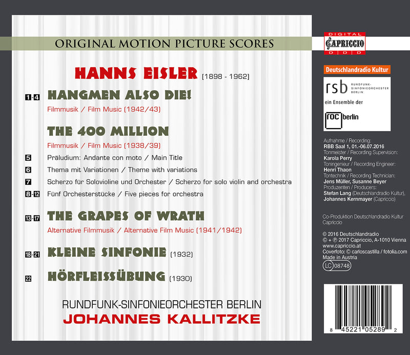 Eisler: Film Music / Kalitzke, Berlin Radio Symphony