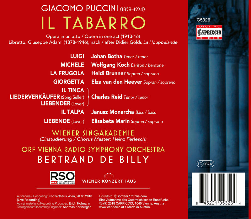 Puccini: Il tabarro / De Billy, ORF Vienna Radio Symphony