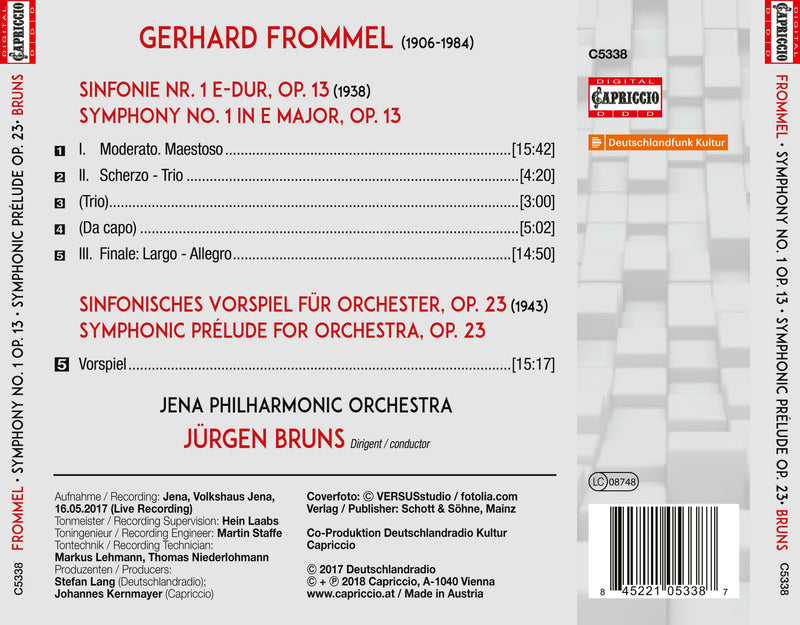 Frommel: Symphony No. 1 & Symphonic Prelude / Bruns, Jena Philharmonic