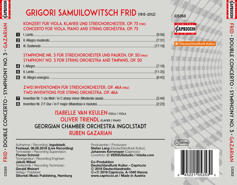 Frid: Symphony No. 3 / Gazarian, Georgian Chamber Orchestra Ingolstadt