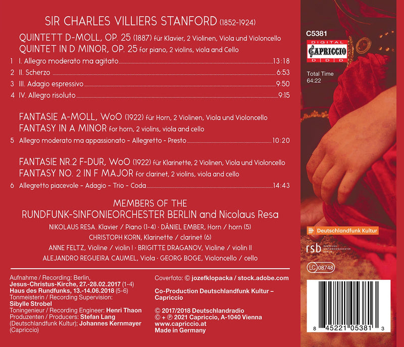 Stanford: Piano Quintet; Fantasies for Horn and for Clarinet