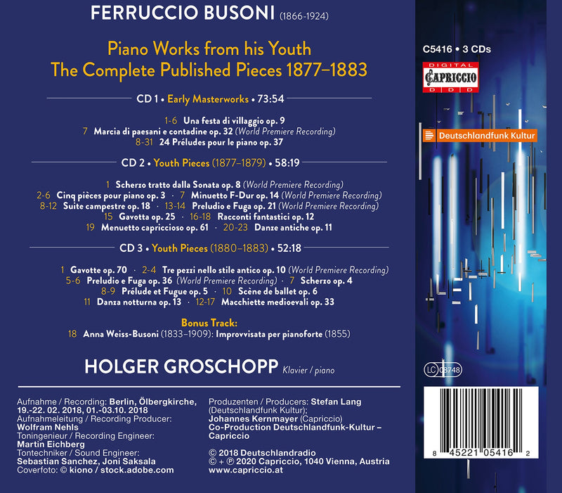 Busoni: Early Masterpieces (1877-1883)