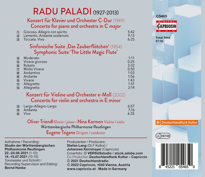 Paladi: Concertos & "Little Magic Flute" Suite / Tzigane, Württemberg Philharmonic Reutlingen