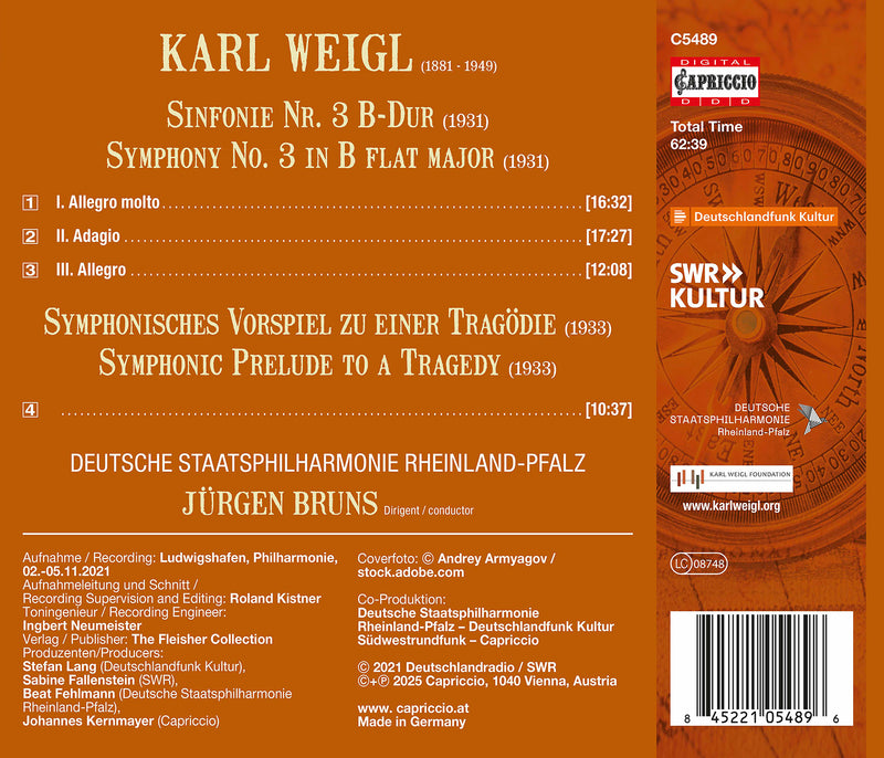 Weigl: Symphony No. 3; Symphonic Prelude / Bruns, Staatsphilharmonie Rheinland-Pfalz