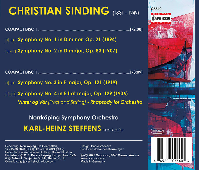 Sinding: Symphonies Nos. 1-4 / Steffens, Norrköpings Symfoniorkester