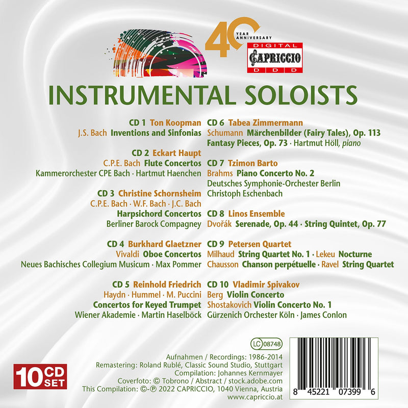 Capriccio's 40th Anniversary: Instrumental Soloists from Barto to Zimmermann