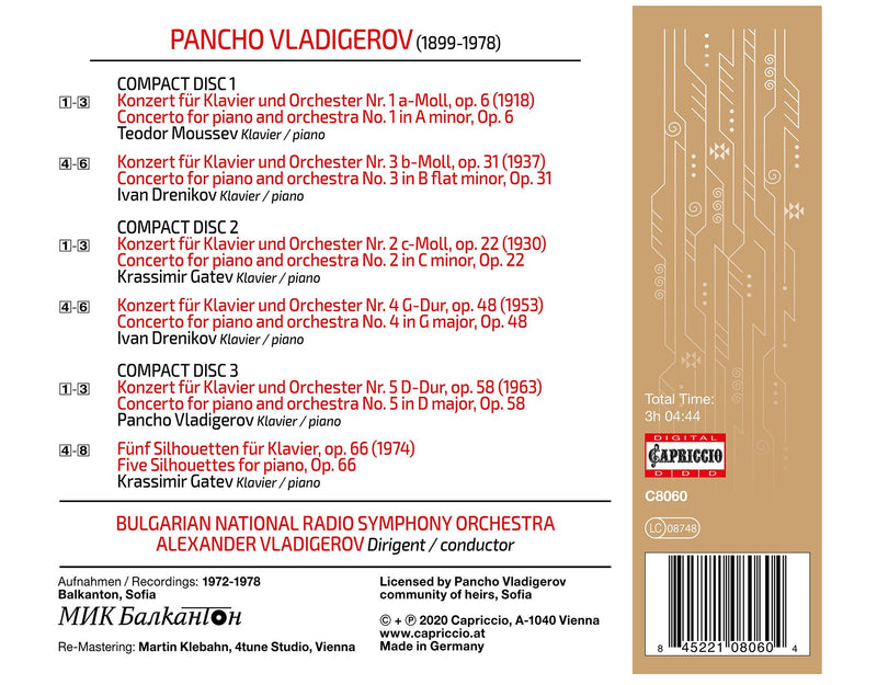 Vladigerov: Piano Concertos Nos. 1-5 / Bulgarian National Radio Symphony