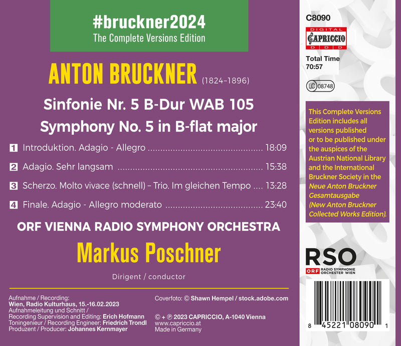 Bruckner: Symphony No. 5 / Poschner, ORF Vienna Radio Symphony