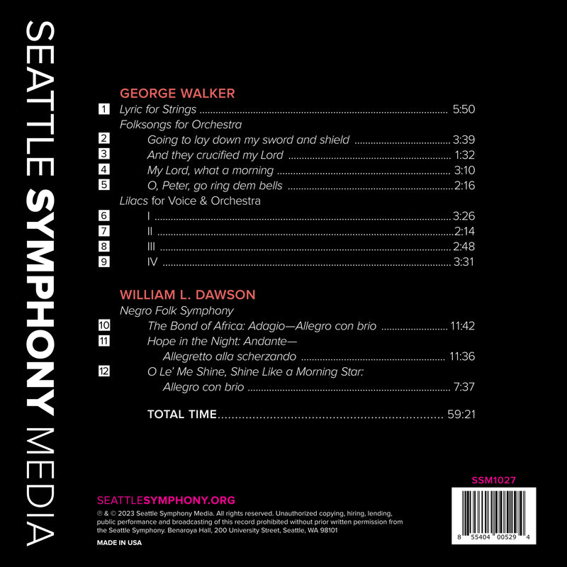 Walker & Dawson: Orchestral Works / Cabell, Cox, Fisch, Seattle Symphony