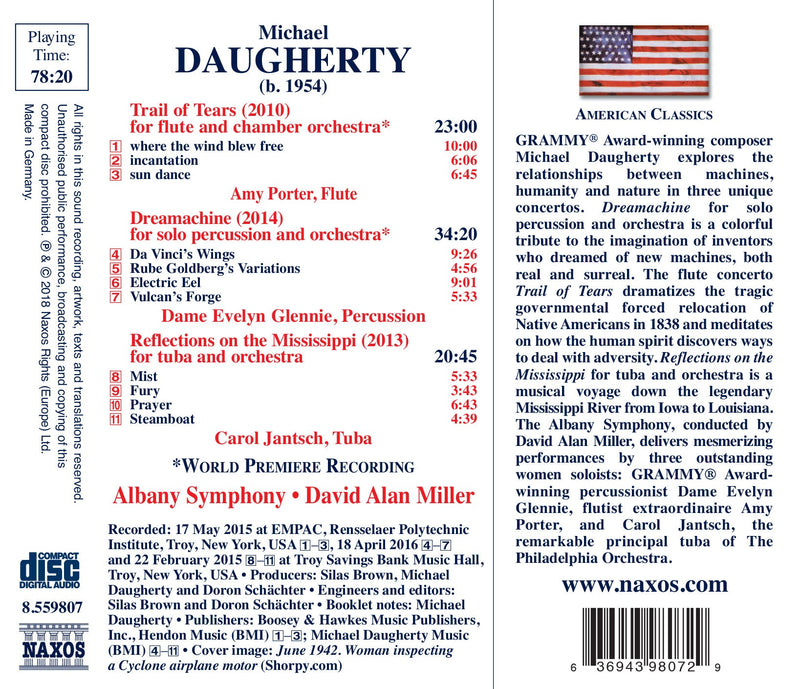 Daugherty: Dreamachine, Trail of Tears & Reflections on the Mississippi / Miller, Albany Symphony