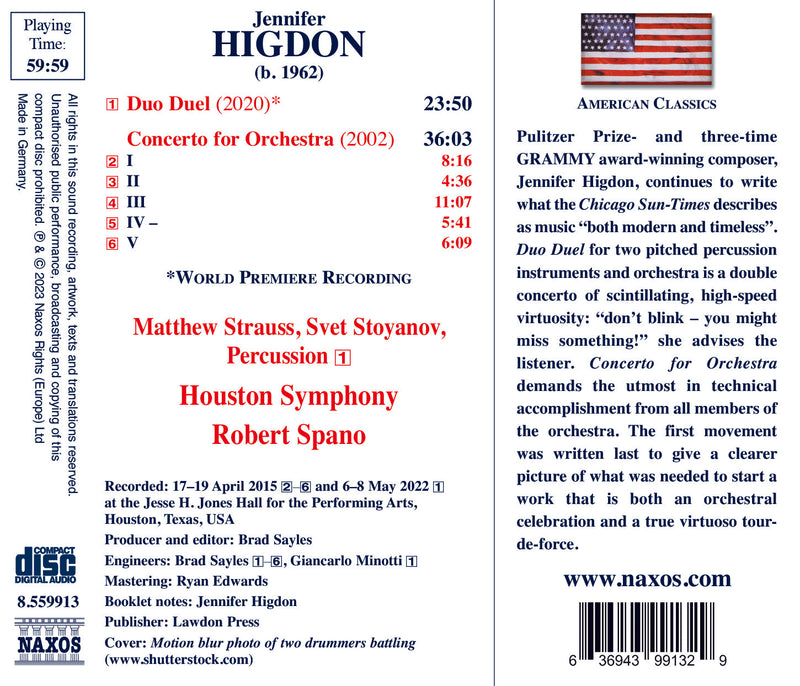 Higdon: Duo Duel; Concerto for Orchestra / Spano, Houston Symphony