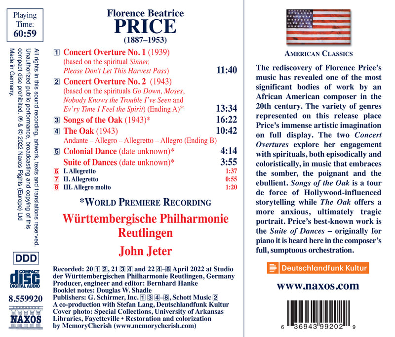 Price: Songs of the Oak - Orchestral Works / Jeter, Württemberg Philharmonic Reutlingen
