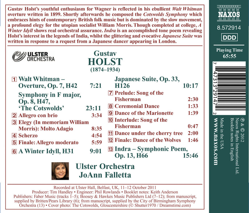 Holst: Cotswolds Symphony, Japanese Suite / Falletta, Ulster Orchestra