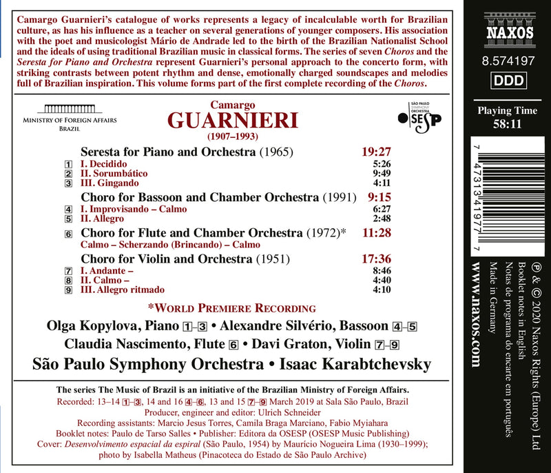 Guarnieri: Choros, Vol. 1 - Seresta / Karabtchevsky, São Paulo Symphony