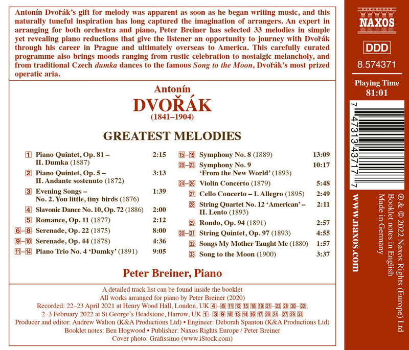Dvořak: Greatest Melodies / Peter Breiner