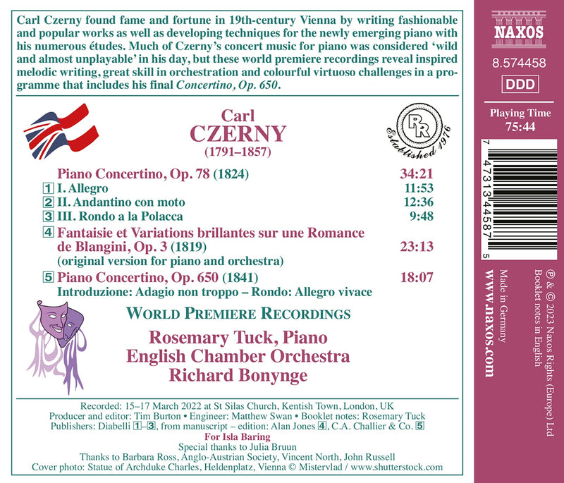Czerny: Music for Piano and Orchestra / Tuck, Bonynge, ECO