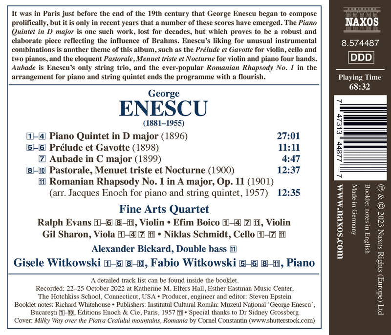 Enescu: Early Chamber Music / Fine Arts Quartet
