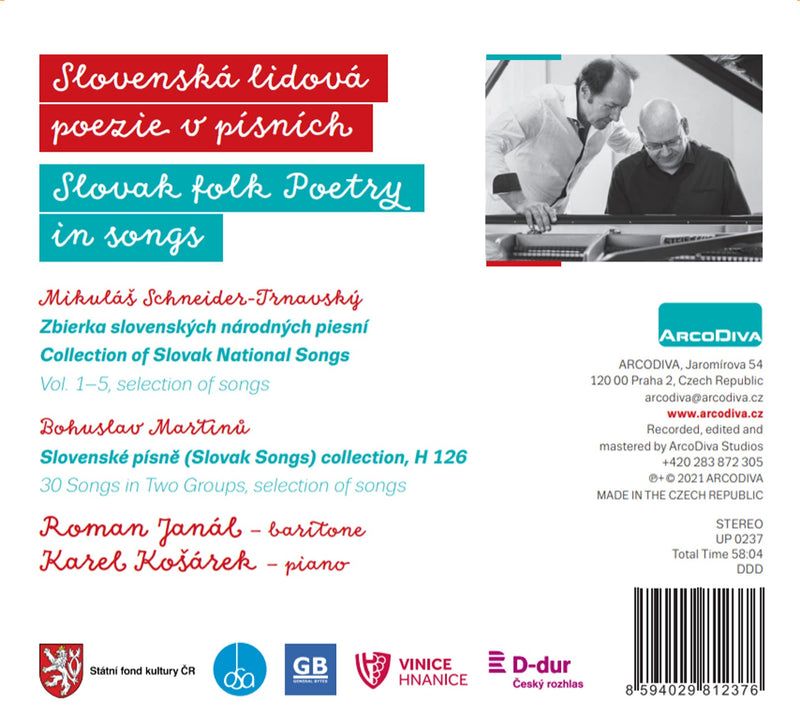 Martinů & Schneider-Trnavský: Slovak Folk Poetry in Songs / Košárek, Janál
