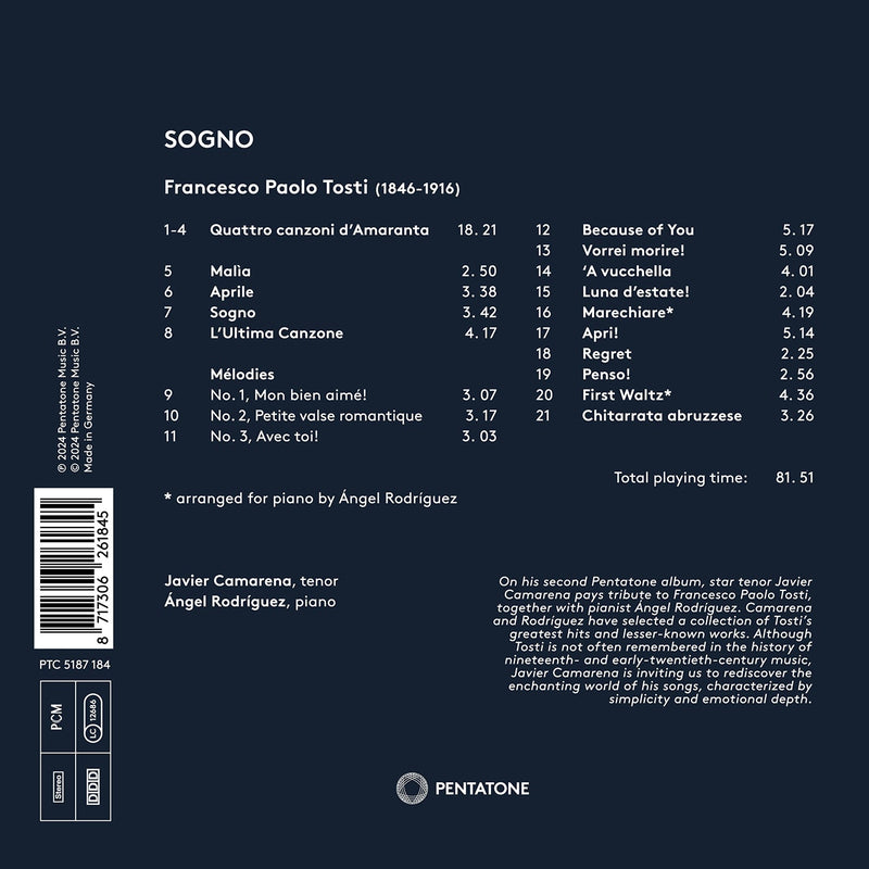 Sogno - Tosti: Songs / Angel Rodriguez