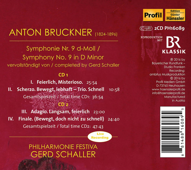 Bruckner: Symphony No. 9 / Schaller, Philharmonie Festiva