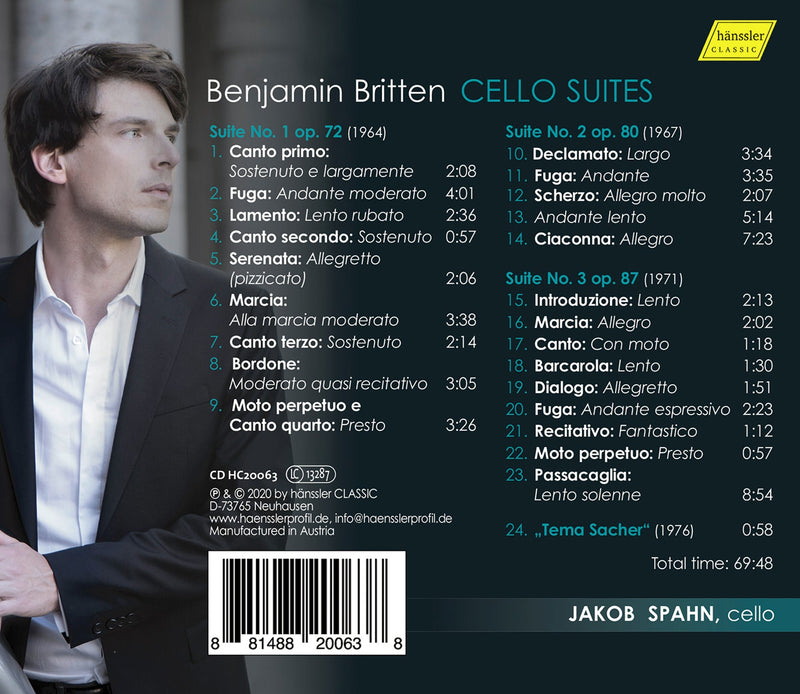 Britten: Cello Suites / Jakob Spahn