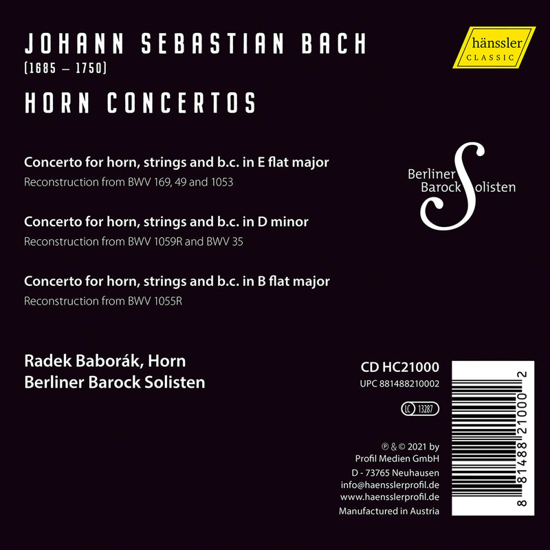 Bach: Horn Concertos / Baborák, Berlin Baroque Soloists
