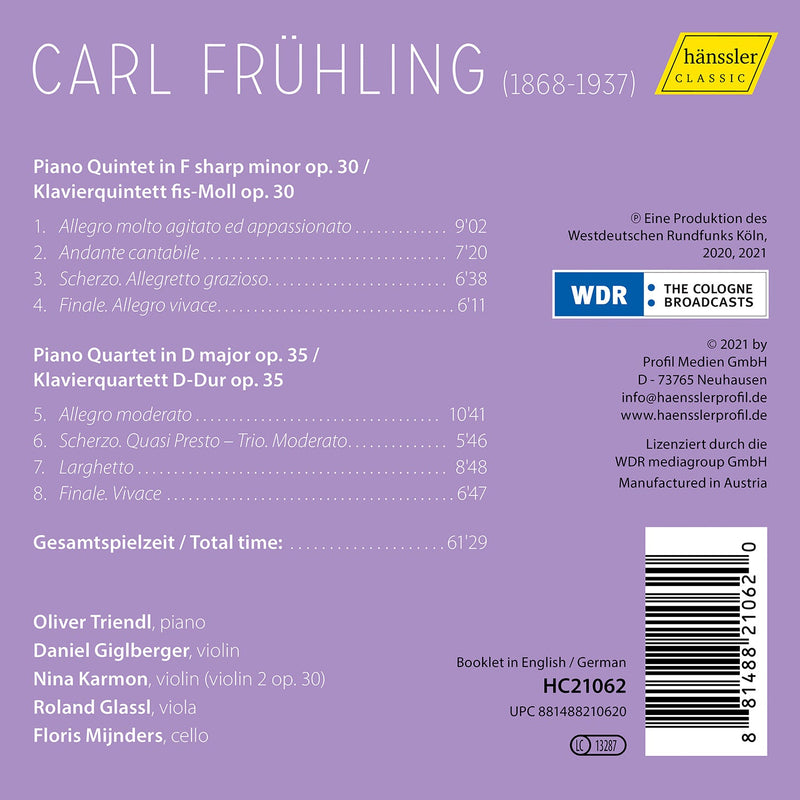 Fruhling: Piano Quintet, Op. 30, Piano Quartet, Op. 35 / Mijnders, Karmon, Giglberger, Triendl, Glassl