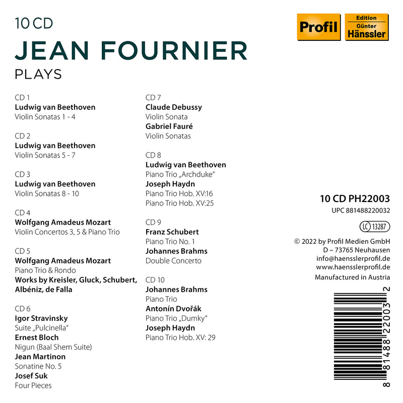 Jean Fournier Plays Chamber and Concerto Works